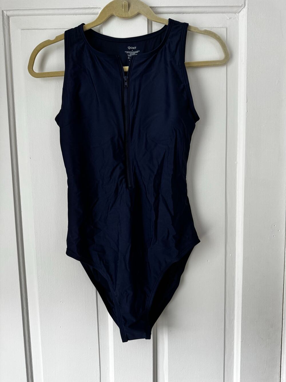 Quince Women's Italian Zip-Front One-Piece Swimsuit